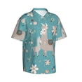 thumbnail image 2 of Balery Teal Mama Llama Print Men's Hawaiian Shirts Short Sleeve Beach Shirt Relaxed Fit Vacation Button Down Shirts-X-Large, 2 of 9