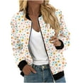 thumbnail image 2 of Ftwytp Jackets for Women Casual Long Sleeve Lightweight Bomber Jacket Classic Vintage Coat Full Zip Up Ribbed Collar Outwear Boho Floral Print Jackets, 2 of 5