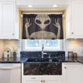 thumbnail image 6 of Coolnut 36 Inch Length Kitchen Curtains Alien 2 Panels Half Window Sheer Curtains Rod Pocket Farmhouse Short Drapes for Bathroom Cafe Basement Home Decor, 6 of 7
