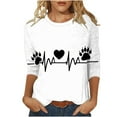 thumbnail image 2 of Yteetum Valentines 3/4 Length Sleeve Womens Tops Oversized Crewneck Valentine's Day Loved Heart Print Three Quarter Sleeve T Shirts Womens Casual Round Neck Relaxed Fits Valentine Print Tee Shirts, 2 of 5