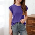 thumbnail image 2 of Plebaso Girls Ruffle Short Sleeve Shirts Kids Crew Neck Summer T Shirts Girls Thin Casual Tees Tops, 2 of 6