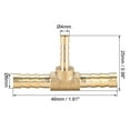 thumbnail image 2 of 10mm x 6mm x 10mm Brass Hose Reducer Barb Fitting Tee T-Shaped 3 Way Barbed Connector Air Water Fuel Gas 3 pcs, 6mm x 4mm x 6mm, 2 of 3