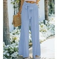 thumbnail image 3 of JUNWELL Women Linen Palazzo Lounge Pants High Waist Wide Leg Pants Summer Boho Beach Hippie Pants, 3 of 5