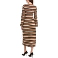 thumbnail image 2 of Elie Tahari womens  Bell Sleeve Stripe Fitted Midi Dress, XL, Black, 2 of 3