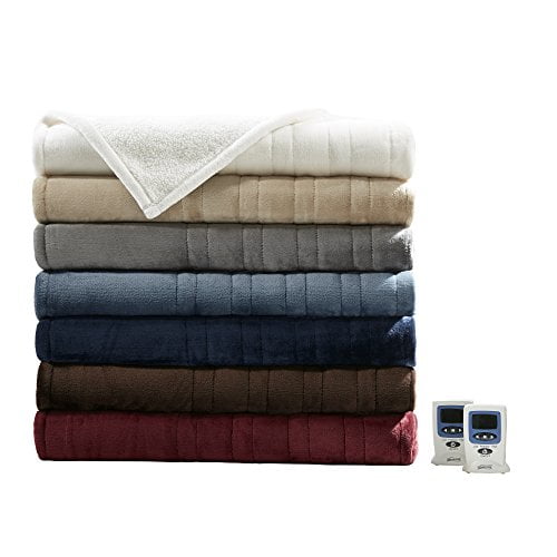 Beautyrest Solid Microlight/Berber Heated Blanket, King, Chocolate