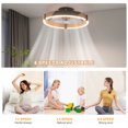 thumbnail image 4 of Garwarm 20" Modern Ceiling Fan with Lights and Remote, Dimmable LED Flush Mount Fandelier, Low Profile Ceiling Fan, 6-Speed Reversible Black Wood Fan for Bedroom, Living Room, 4 of 20
