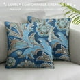 thumbnail image 3 of Creowell Paisley Pattern Pillow Covers Blue Brown Cream Square Couch Pillow Cases Multicolor Flower Decorative Throw Pillows Home Decor for Living Room Bedroom Sofa Couch Cushion White, 3 of 5