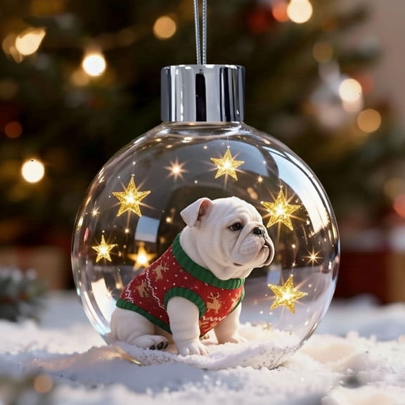 Christmas Dog Festive Snow Globe - Holiday Ornament for Home Mantel Tree, Cute Dog Decor Christmas Party Family Gatherings Gift Accents,F,One Size