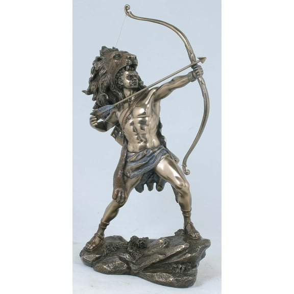 11.37" Cold Cast Bronze Color Hercules Aiming Bow and Arrow Figurine