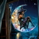 thumbnail image 3 of Witch With Crystal Pendant Acrylic Wall Hanging Home Decoration, 3 of 7