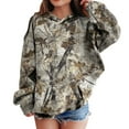 thumbnail image 2 of Xudanell Girls Camo Hoodie Toddler Oversized Hooded Sweatshirt Camouflage Casual Pullover Tops with Pockets Grey,Size 3-4, 2 of 6