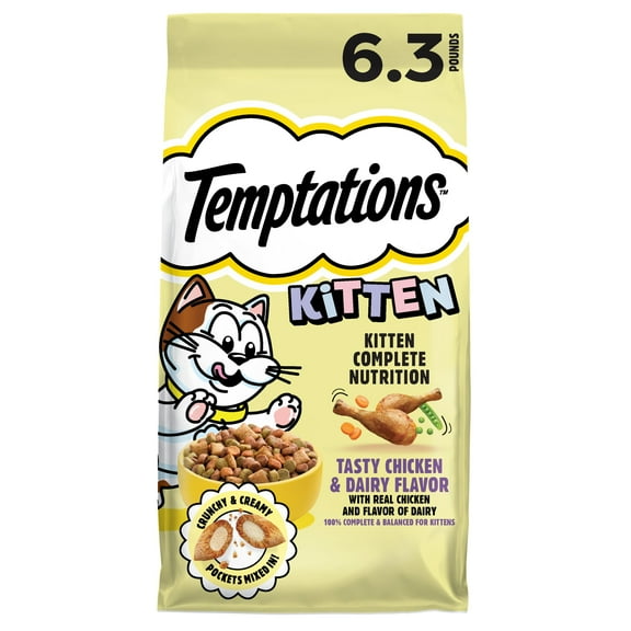 Temptations Tasty Chicken & Dairy Flavor Dry Kitten Food, 6.3 lb Bag