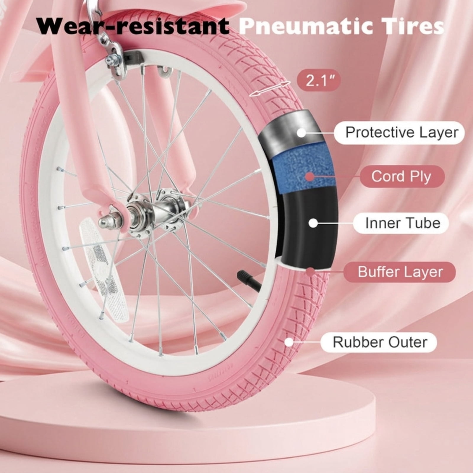 Redsmile Kids Bike 12 Inch with Training Wheels for Boys Girls Ages 3-4 Years, Toddler Bicycle with Adjustable Seat and Carbon Steel Frame, 99 lb Capacity Beginner Bike, Pink