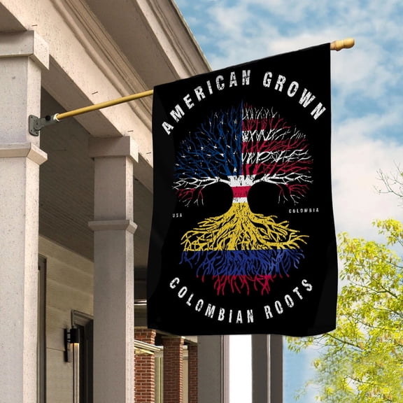 American Grown Colombian Roots Colombia Flag Souvenir friendship Proud House Flag, Double-Sided Decorative Outdoor Flag, Patriotic Polyester Yard Flag 29.5 x 39.5 in