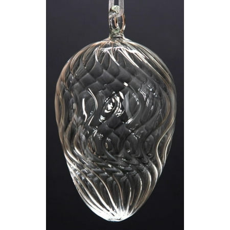 Set of 2 Mouth Blown Egyptian Glass Hand Crafted Eggs with Embossed Swirls 4