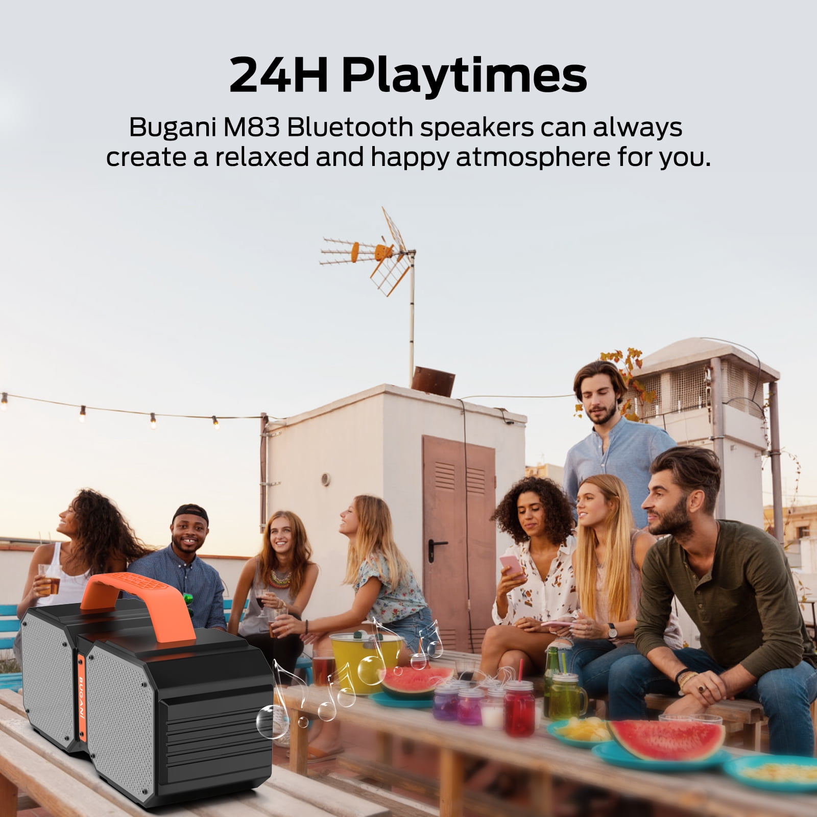 Bluetooth Speaker, BUGANI M83 IPX6 Waterproof Portable Large Bluetooth Speaker,Bluetooth 5.2,50W Big Power, 24H Playtime,Suitable for Family Gatherings and Outdoor Bluetooth Speakers