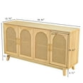 thumbnail image 4 of Sideboard Buffet Cabinet with Rattan Doors, Boho 4-Door Cabinet with Metal Handles for Living Room, Hallway, Entryway, Natural, 4 of 5