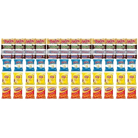 Twix  MilkyWay  3 Musketeers  Snickers Full Size Chocolate Bars & Ruffles  Lays Classic and Fritos Original Mix Snack Verity Pack of 84