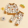 thumbnail image 2 of Toddler Baby Girls Halloween Clothes Kid Girl Cute Pumpkin Print Outfits Pullover Sweatshirts And Flare Trouser Setsize80cm)suggest Age: 6-12 Months, 2 of 4