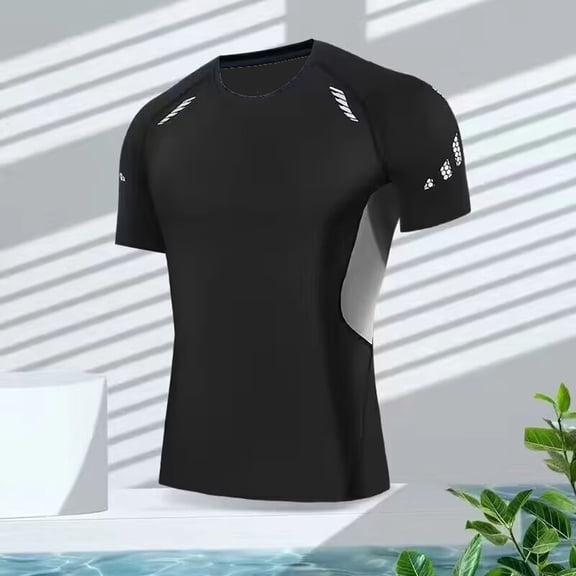 DayScoop Mens Plus Size T-Shirt Casual T Shirt Summer Fashion Sport Tight High Elastic Round Neck Fitness Loose Oversize Tops Tees