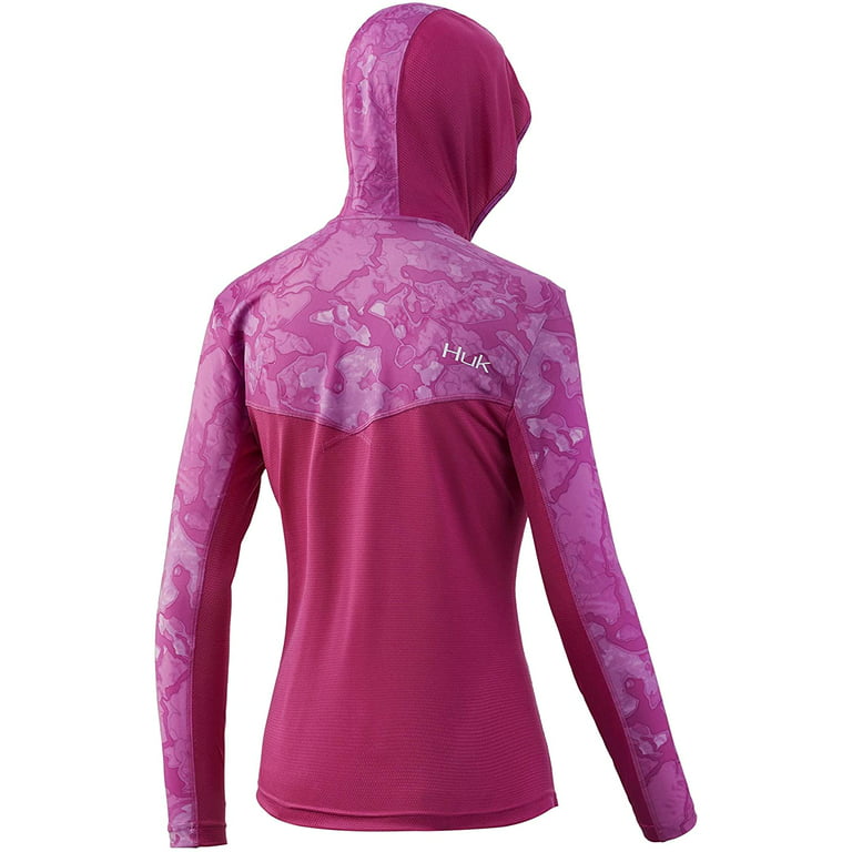 Huk Women's Icon X Camo Rose Violet X-Small Long Sleeve Hooded Fishing Shirt