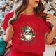 thumbnail image 5 of Funny Christmas Santa Claus Stay Merry And Bright Print T-Shirt Summer Letter Print T Shirt Women Men Short Sleeve Loose Shirts, 5 of 5