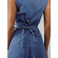 thumbnail image 3 of Women's Sleeveless Denim Shift Dress, Round Neck Knee Length Casual Dress, 3 of 5