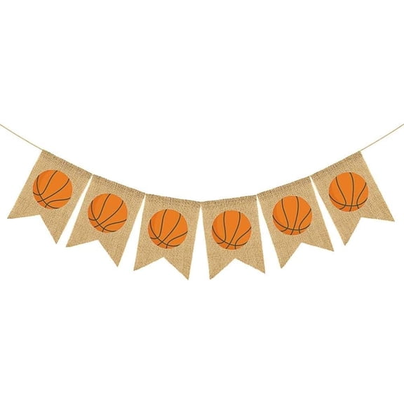 Basketball Banner Sports Party Banner Burlap Bunting Banner for Sports Theme Party Decorations