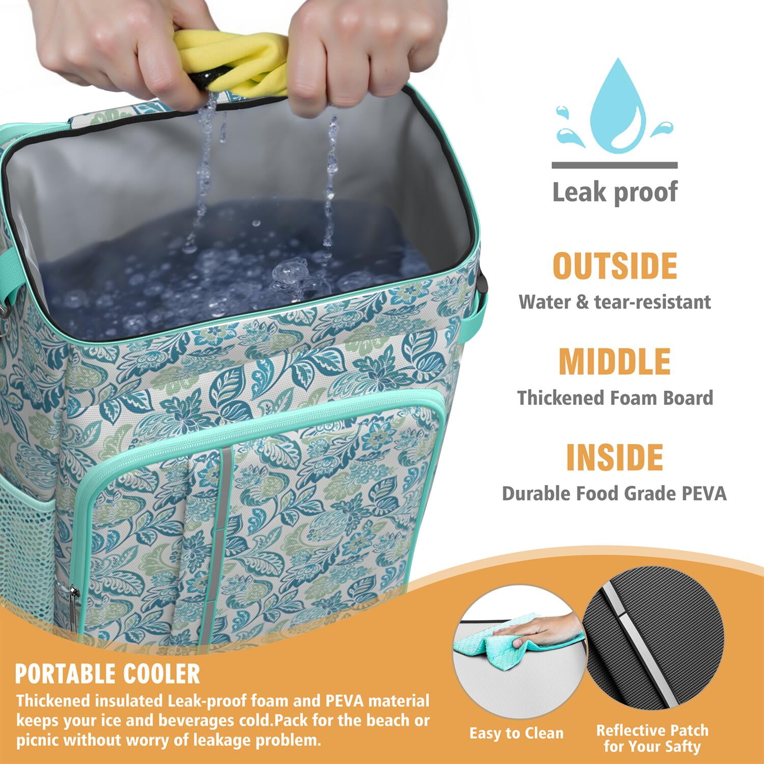 Travel Cooler Bag - Boho Bohemia Flower Camping Beer Cooler Backpack with Bottle Opener- Waterproof Insulated Picnic Backpacks - Cooler Bag for Beach