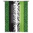 thumbnail image 3 of Stripes Green Black Leopard Zebra Print Sheer Curtains for Living Room Kitchen Tulle for Windows Voile Yarn Curtains for Bedroom, 3 of 7