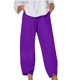 thumbnail image 2 of ICHUANYI Clearance Women Casual Solid Pants Comfortable Elastic High Waist Casual Beach Pants(Purple, L) ICHUANYI WER2023081008471, 2 of 5