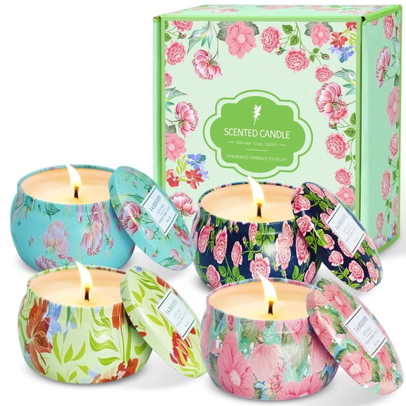 SCENTORINI Fairy Candles Set with Notes of Floral, Natural Soy Wax Candles Gifts for Home, 4 Pack