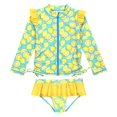 thumbnail image 1 of Maillot de Bain à Manches Longues pour Filles avec Volants UPF 50+ - Citrons - 2T, 1 of 2