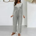 thumbnail image 4 of SHTXOZHI Womens Fall Maternity Romper Long Sleeve Wide Leg Pants Pregnancy Jumpsuit with Pockets, 4 of 5