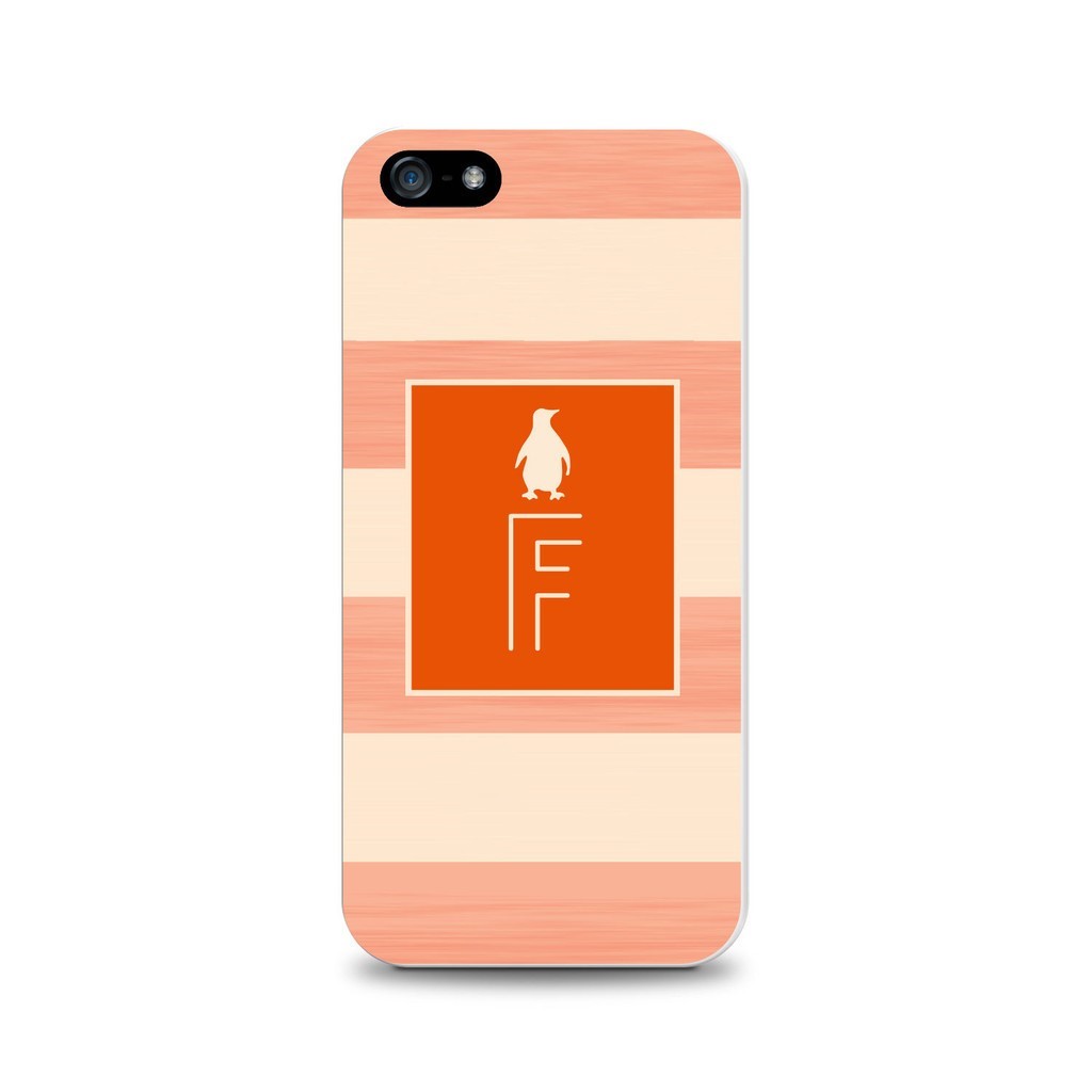 Critter Collection iPhone 5 Case, STRIPES, Orange Penguin