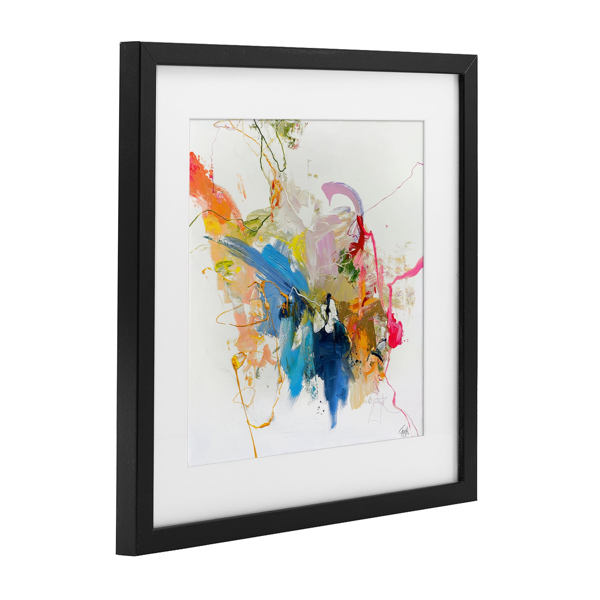 Confident Pink Abstraction Black Framed Print Under Glass, design by Design Fabrikken