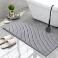 thumbnail image 5 of Findosom 3pcs Bathroom Rugs Set with U-Shaped Mat,Non Slip Machine Washable Wave Bath Mat,Ultra Soft Plush Shower Rugs for Bathroom,Tub,Shower18"x26"+18"x48"+U 20"x24"Gray, 5 of 10