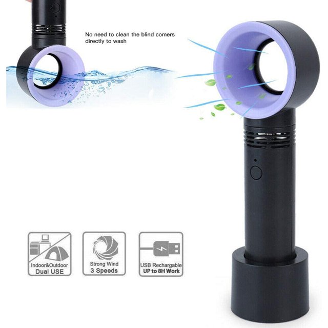 Mini ventilador portátil de mano sin aspas, recargable por USB, ventilador de refrigeración de verano de 3 velocidades