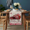 thumbnail image 2 of Valentine's Day Table Runner - 70 Inch Long, Kitchen Dining Table Runner Dresser Scarves, Red Roses Car Love Hearts Romantic Burlap Farmhouse Decor for Coffee Tables Wedding Party Banquet, 2 of 8