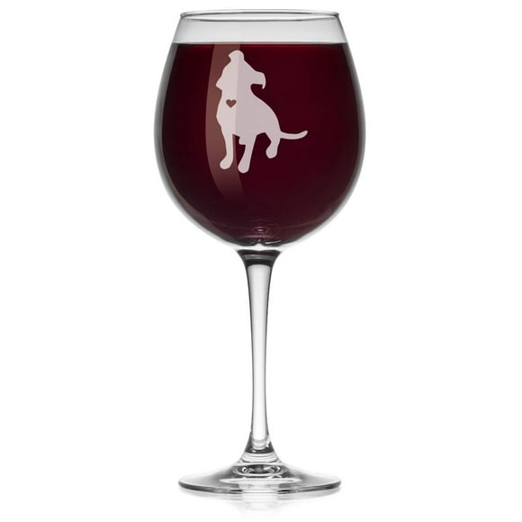 Wine Glass Cute Pitbull with Heart (Large Stemmed, 20oz)