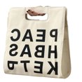 thumbnail image 1 of Students Canvas Bag Large Capacity Letters Printing Single Shoulder Strap Cloth Shopping Bag Beige Free Size, 1 of 8