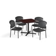 thumbnail image 1 of OFM Multi-Use Break Room Package, 42" Square Table with Vinyl Guest Chairs, Mahogany Finish with X-Style Pedestal Base and Wine Seats (PKG-BRK-164), 1 of 2