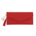 thumbnail image 1 of Cartera con tarjetero de cuero PU para monedero largo con tres pliegues - Rojo Jinwen Cartera larga de mujer, 1 of 8