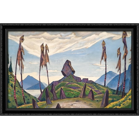 Study of scene decoration for The Rite of Spring 40x28 Large Black Ornate Wood Framed Canvas Art by Nicholas