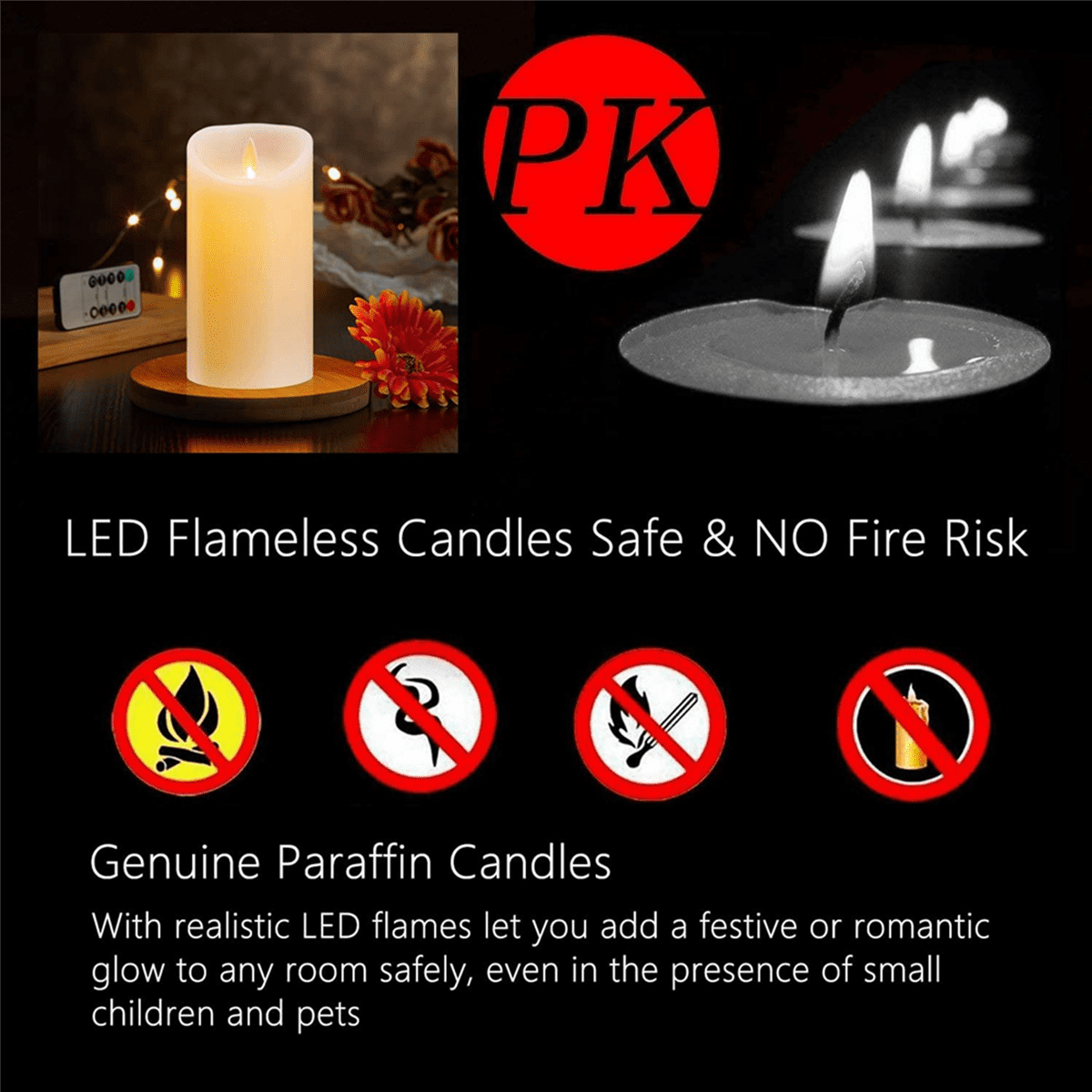 2X LED Candles, Flickering Flameless Candles, Rechargeable Candle, Real Wax Candles with Remote Control,10cm A