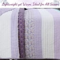 thumbnail image 6 of Purple Cosmos Spring Floral Stripe Garden Lavender Teal & White Ruffle Cotton Twin Reversible Quilt Bedding Set, 6 of 6