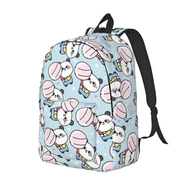 Disketp Cute Panda Bear Mochila de Lona Estampada, Mochila Escolar de Viaje Ligera para Estudiantes y Portátil-Medium