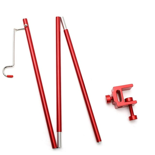 ruzhgo Camping Table Pliante Lampe Pôle Portable Léger Aluminium Lumière Stand Lampe Lanterne Stand pour Pique-Nique Randonnée Rouge
