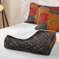 thumbnail image 4 of jejeloiu Vintage Patchwork Quilt Full For Men Women,Damask Print Full Bedspread Sets,Red Gold,3pcs, 4 of 7