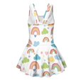 thumbnail image 5 of Tutolipy Cartoon Rainbow Girls One Piece Swimsuit with Skirt, Quick Drying Girls Sleeveless Tank Swimsuits for Kids, Breathable Girls Beach Swimsuit Size 5-6 Years, 5 of 8